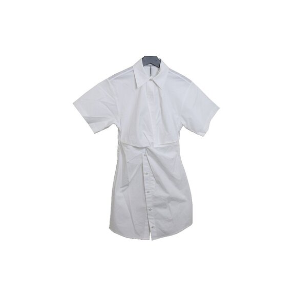 Alexander Wang Crisp Poplin S/S Mini Shirt Dress W/Twist Detail White